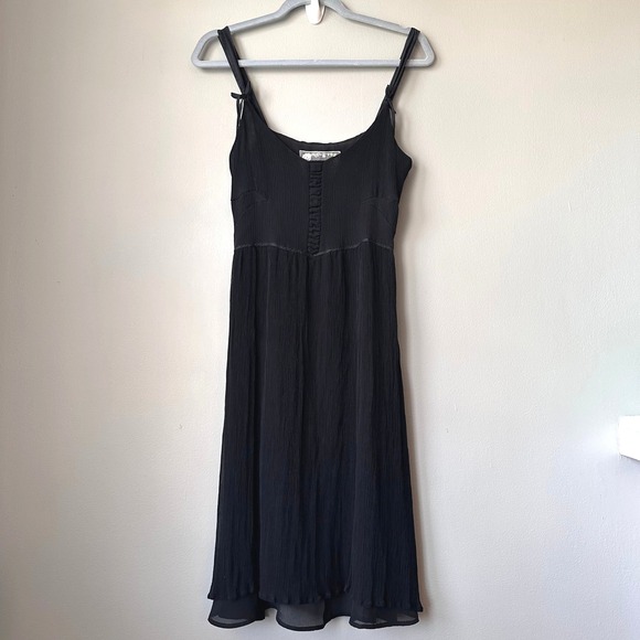 Deletta Silk Dress Size 10 Black Slip Strappy Lined Cocktail Bow Romantic Dainty - Picture 9 of 9